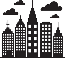 Obraz premium Cityscape silhouette with clouds buildings skyscrapers