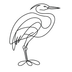 Heron Continuous Line Art – Elegant Bird Drawing Vector