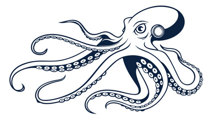Stylized Illustration of a Detailed Elegant Octopus Creature.