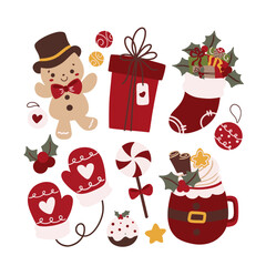 Vector illustration big set of Christmas icons in flat style.