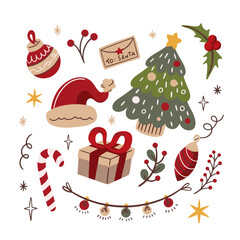 Vector illustration big set of Christmas icons in flat style.