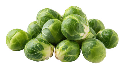 Fototapeta premium Brussels sprout isolated on transparent background fresh green vegetable healthy food