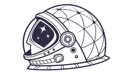 Vintage Astronaut Helmet Design with Stars and Geometric Pattern.