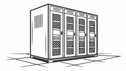 Vintage Illustration of a Server Rack with Multiple Units.