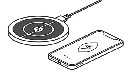 Wireless Charging Pad and Smartphone Illustration.