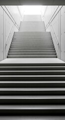 Fototapeta premium Ascending concrete staircase architectural monochrome design concept