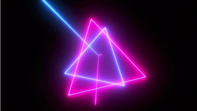 Neon Triangular Shape with Bright Colors on Black Background