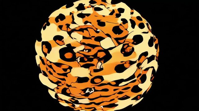 Abstract Leopard Print Sphere: Dynamic Motion and Artistic Rendering.