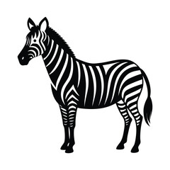 Zebra Silhouette Vector Icon on White Background – Wild Animal Vector
