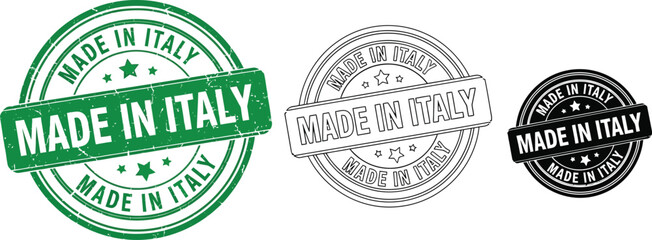 Obraz premium Made in italy stamp vector illustration set of grunge rubber stamps for product origin and quality assurance