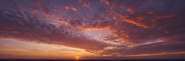 Obraz premium Vibrant Sunset Sky with Colorful Clouds Over Horizon During Evening