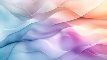 Fototapeta premium A light, airy abstract design with pastel colors like mint, lavender, and peach flowing in soft, wavy patterns, creating a calm and serene atmosphere