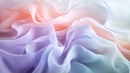 Obraz premium A light, airy abstract design with pastel colors like mint, lavender, and peach flowing in soft, wavy patterns, creating a calm and serene atmosphere