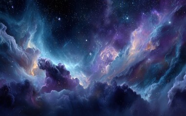 Obraz premium A vast expanse of nebulae and stars in deep space.
