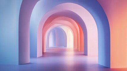 Fototapeta premium A minimalist abstract background with smooth light patterns, soft gradients in shades of blue, pink, and lavender, creating a serene and peaceful environment