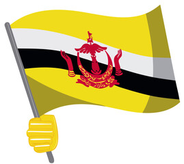 Brunei National Flag with Royal Crest Design
