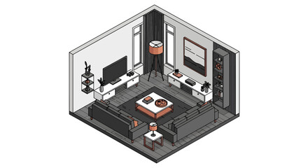 Fototapeta premium modern living room with sofas and entertainment area