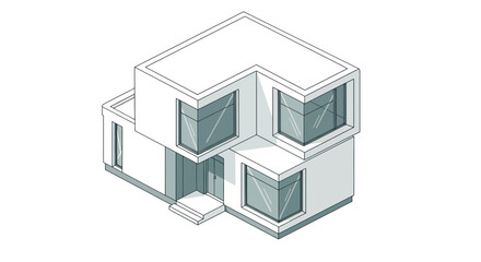 Fototapeta premium modern two-story house with large glass windows and flat roof