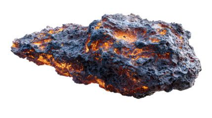 Lava Rock Asteroid with Transparent Backdrop Fiery Space Debris Texture for Compositing