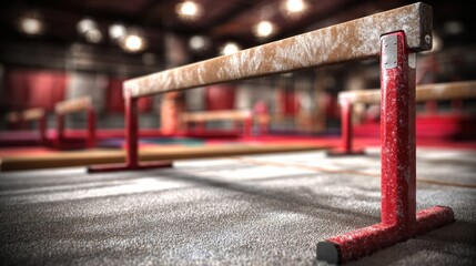Gymnastics balance beam in gym