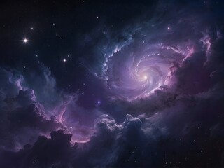 Obraz premium Vivid Spiral Galaxy with Bright Stars and Nebula Clouds in Deep Space
