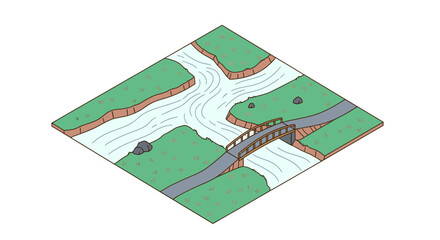 river crossing over a bridge in a natural landscape