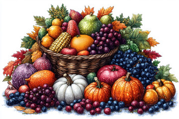 Basket of fruit and vegetables.
