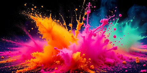 Vibrant multicolored powder burst across digital screen,  background,  intense
