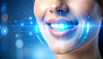 Digital Smile: Capturing a close-up view of a radiant smile, enhanced with digital technology. showing the beauty of dental and health.