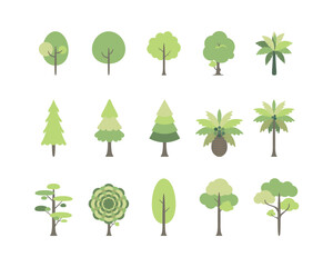 Paintings of various trees in pastel tones