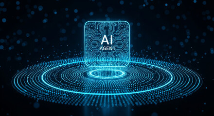 abstract blue background with glowing circles Ai Agent