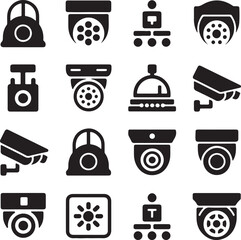 Surveillance camera icons security monitoring equipment cctv