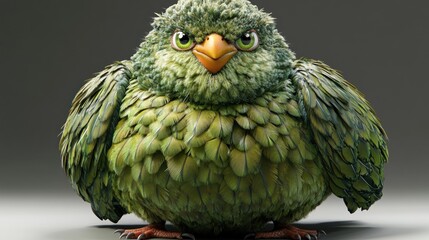 Fluffy, grumpy bird portrait