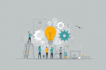 Team collaboratively building an idea