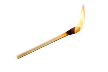 match on fire isolated on white background