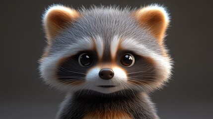 Obraz premium Cute cartoon raccoon portrait (1)