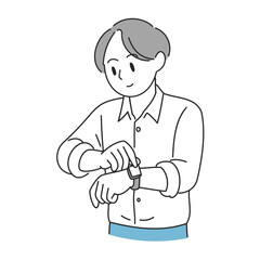 スマートウォッチを操作する男性のイラスト