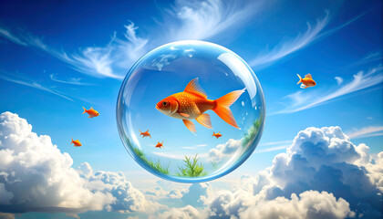 Goldfish Bubble Sky Dreamscape.