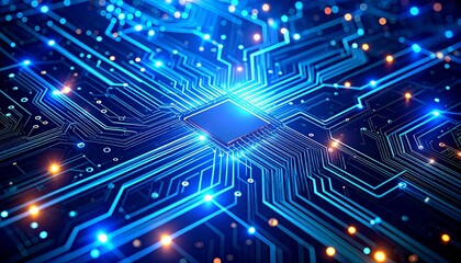 Obraz premium abstract blue background with circuit board