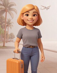 little girl with suitcase