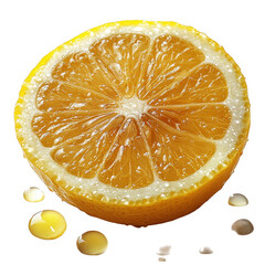 A vibrant juicy orange half with visible segments and rind showcasing its fresh citrus texture and bright color isolated on transparent background