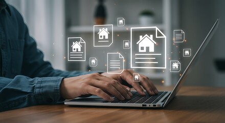 Naklejka premium Real Estate Protection Why Every Homeowner Needs Insurance From Click to Close The Rise of Virtual Real Estate Markets