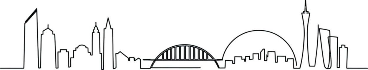Sydney Australia Skyline Outline with Bridge and Buildings