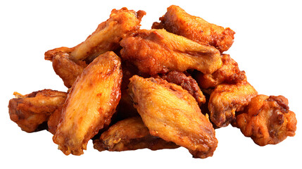 Crispy chicken wings pile, a delicious and savory appetizer isolated on transparent background