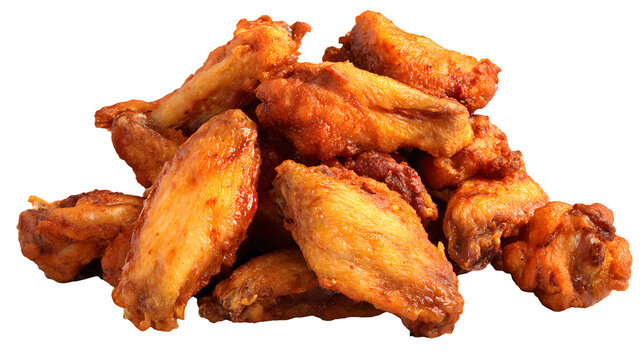 Crispy chicken wings pile, a delicious and savory appetizer isolated on transparent background