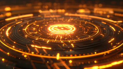 Futuristic technology interface with glowing elements on a dark background