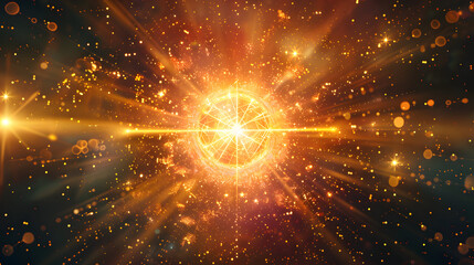 Golden Burst of Energy in Space: Abstract Representation of Light and Power