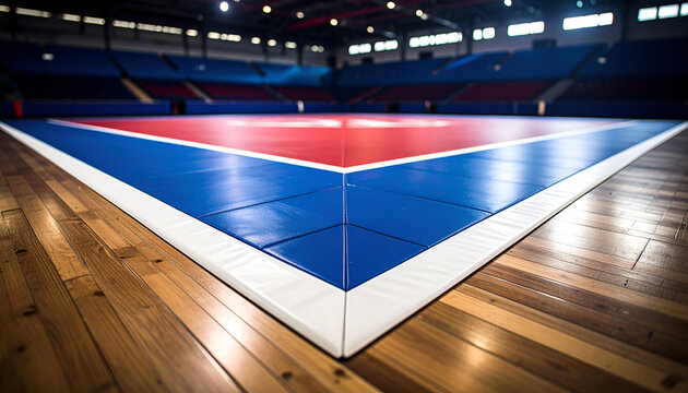 Wrestling mat with indoor arena. - Powered by Adobe