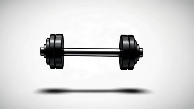 Two black dumbbells of varying sizes on a minimalist background, suggesting fitness and strength training