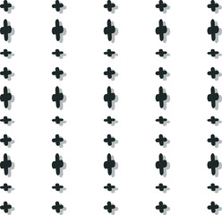 Pluses or crosses of different sizes with shadows.